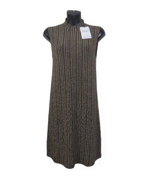 Theory size XS Sleeveless Mock Neck Mini Dress Striped Mod Stretch Knit NEW